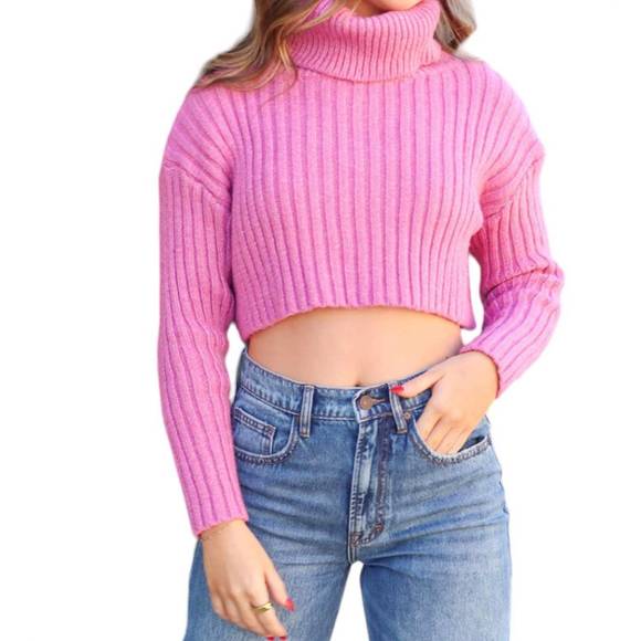 NEW COTTON CANDY turtleneck sweater in mauve - Picture 3 of 4